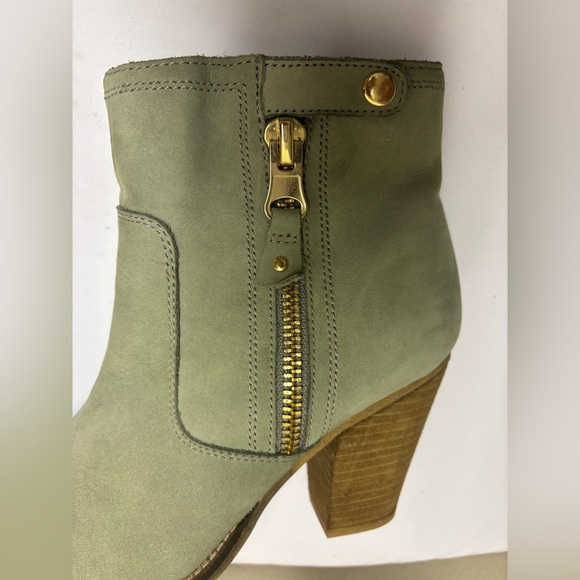 ALDO Green-Gray Leather Zip High Heel Ankle Boots Womens Size 9 - Picture 10 of 15